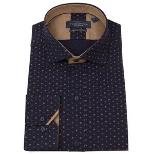 Guide London Navy Conversational Motif Print Dress Shirt